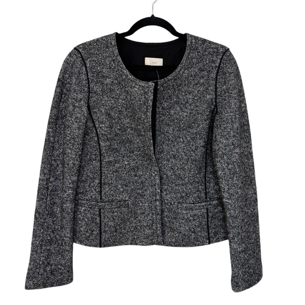 NEW LOFT Wool Blend Collarless Blazer in Dark Heather Gray - Size 6